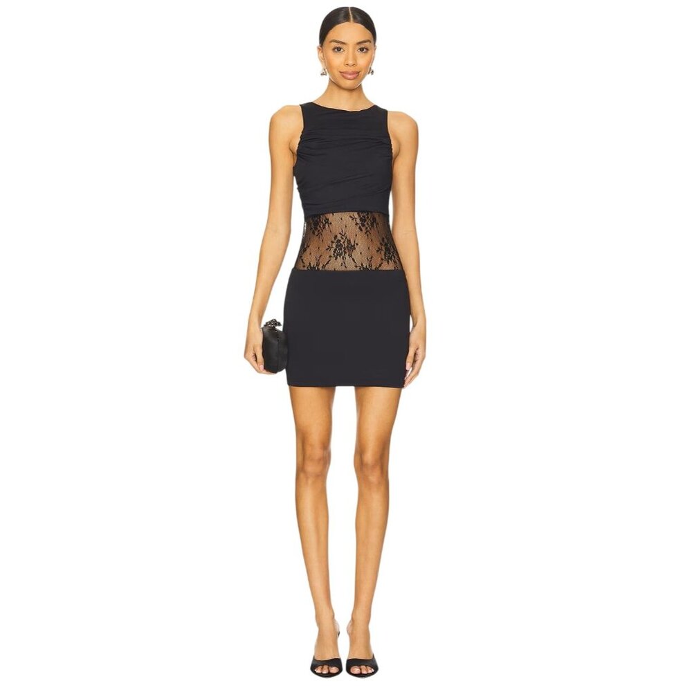 superdown Gemmie Mini Dress in Black Small New Womens Lace